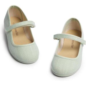 Childrenchic Mary Jane Shoes for Girls – Classic & Comfortable Dress Shoes for Toddlers & Kids – Perfect Flats for School, Play, and Special Occasions (Canvas)(Mint)