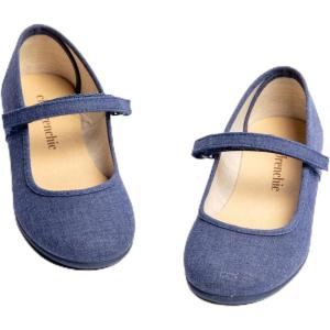 Childrenchic Mary Jane Shoes for Girls – Classic & Comfortable Dress Shoes for Toddlers & Kids – Perfect Flats for School, Play, and Special Occasions (Canvas)(Blue Indigo)
