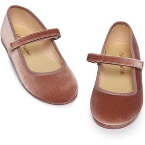 Childrenchic Mary Jane Shoes for Girls – Classic & Comfortable Dress Shoes for Toddlers & Kids – Perfect Flats for School, Play, and Special Occasions (Velvet)(Antique)