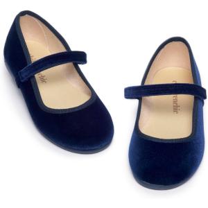 Childrenchic Mary Jane Shoes for Girls – Classic & Comfortable Dress Shoes for Toddlers & Kids – Perfect Flats for School, Play, and Special Occasions (Velvet)(Navy Blue)