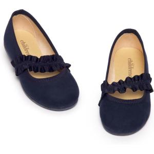 Childrenchic Mary Jane Shoes for Girls – Classic & Comfortable Dress Shoes for Toddlers & Kids – Perfect Flats for School, Play, and Special Occasions (Suede)(Navy)