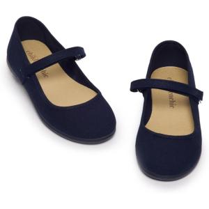 Childrenchic Mary Jane Shoes for Girls – Classic & Comfortable Dress Shoes for Toddlers & Kids – Perfect Flats for School, Play, and Special Occasions (Canvas)(Navy Blue)