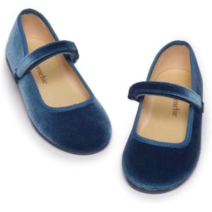 Childrenchic Mary Jane Shoes for Girls – Classic & Comfortable Dress Shoes for Toddlers & Kids – Perfect Flats for School, Play, and Special Occasions (Velvet)(Blue)