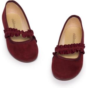 Childrenchic Mary Jane Shoes for Girls – Classic & Comfortable Dress Shoes for Toddlers & Kids – Perfect Flats for School, Play, and Special Occasions (Suede)(Burgundy)