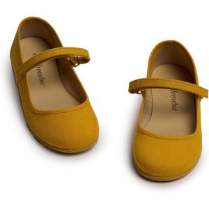 Childrenchic Mary Jane Shoes for Girls – Classic & Comfortable Dress Shoes for Toddlers & Kids – Perfect Flats for School, Play, and Special Occasions (Canvas)(Mustard)