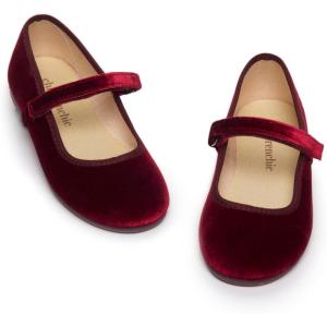 Childrenchic Mary Jane Shoes for Girls – Classic & Comfortable Dress Shoes for Toddlers & Kids – Perfect Flats for School, Play, and Special Occasions (Velvet)(Burgundy)