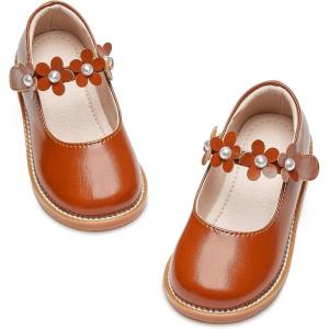 Kiderence Girls Flat Dress Shoes School Oxfords Marry Jane (Toddler/Little Kids)(Ck501 Brown)