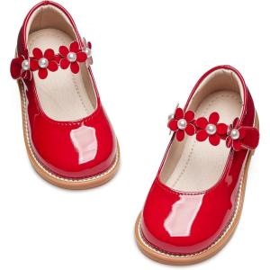Kiderence Girls Flat Dress Shoes School Oxfords Marry Jane (Toddler/Little Kids)(Ck502 Red)