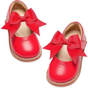 Kiderence Girls Flat Dress Shoes School Oxfords Marry Jane (Toddler/Little Kids)(Ck960 Red)
