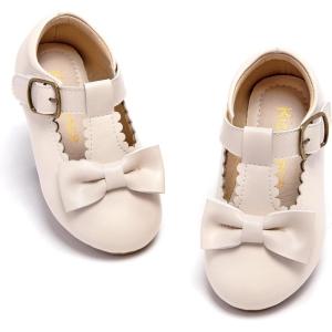 Kiderence Little Toddler Girls Dress Shoes Ballerina Ballet Flats Kids Mary Janes(Ck202 Off White)