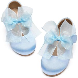 Kiderence Little Toddler Girls Dress Shoes Ballerina Ballet Flats Kids Mary Janes(Ck517 Blue)