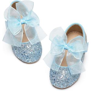 Kiderence Little Toddler Girls Dress Shoes Ballerina Ballet Flats Kids Mary Janes(Ck929 Blue)
