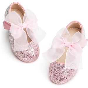 Kiderence Little Toddler Girls Dress Shoes Ballerina Ballet Flats Kids Mary Janes(Ck929 Pink)