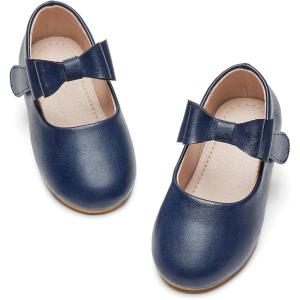 Kiderence Little Toddler Girls Dress Shoes Ballerina Ballet Flats Kids Mary Janes(Cl02 Navy Blue)