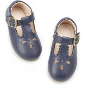 Kiderence Little Toddler Girls Dress Shoes Ballerina Ballet Flats Kids Mary Janes(Cl04 Navy Blue)
