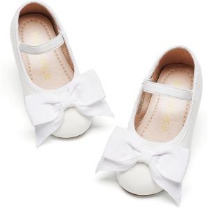 Kiderence Little Toddler Girls Dress Shoes Ballerina Ballet Flats Kids Mary Janes(Fg02 White)