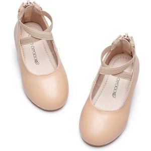 Kiderence Toddler Girls Dress Shoes Little Kids Mary Janes Ballet Flats Toddler(Ck207 Nude)