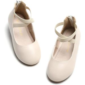 Kiderence Toddler Girls Dress Shoes Little Kids Mary Janes Ballet Flats Toddler(Ck207 Off White)