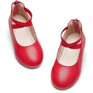 Kiderence Toddler Girls Dress Shoes Little Kids Mary Janes Ballet Flats Toddler(Ck207 Red)