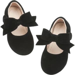 Kiderence Toddler Girls Dress Shoes Little Kids Mary Janes Ballet Flats Toddler(Ck215 Black)
