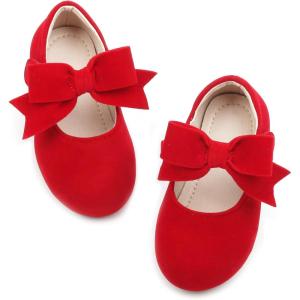 Kiderence Toddler Girls Dress Shoes Little Kids Mary Janes Ballet Flats Toddler(Ck215 Red)