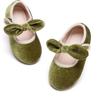 Kiderence Toddler Girls Dress Shoes Little Kids Mary Janes Ballet Flats Toddler(Ck321 Green)