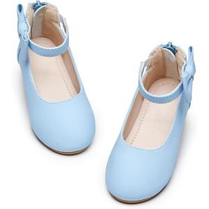 Kiderence Toddler Girls Dress Shoes Little Kids Mary Janes Ballet Flats Toddler(Ck325 Light Blue)