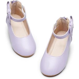 Kiderence Toddler Girls Dress Shoes Little Kids Mary Janes Ballet Flats Toddler(Ck325 Purple)