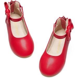 Kiderence Toddler Girls Dress Shoes Little Kids Mary Janes Ballet Flats Toddler(Ck325 Red)