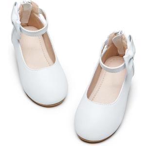 Kiderence Toddler Girls Dress Shoes Little Kids Mary Janes Ballet Flats Toddler(Ck325 White)