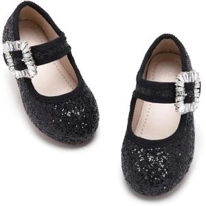 Kiderence Toddler Girls Dress Shoes Little Kids Mary Janes Ballet Flats Toddler(Ck328 Black)