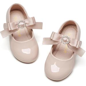 Kiderence Toddler Girls Dress Shoes Little Kids Mary Janes Ballet Flats Toddler(Ck515 Nude)
