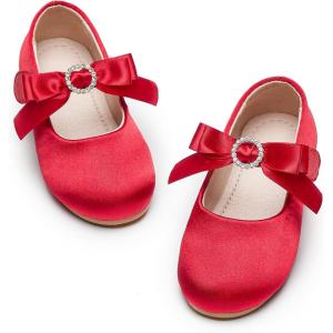 Kiderence Toddler Girls Dress Shoes Little Kids Mary Janes Ballet Flats Toddler(Ck519 Red)