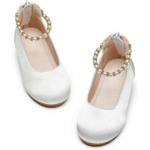 Kiderence Toddler Girls Dress Shoes Little Kids Mary Janes Ballet Flats Toddler(Ck603 White)