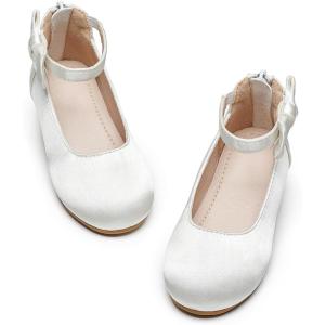 Kiderence Toddler Girls Dress Shoes Little Kids Mary Janes Ballet Flats Toddler(Ck604 White)