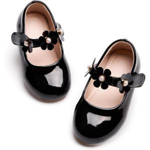 Kiderence Toddler Girls Dress Shoes Little Kids Mary Janes Ballet Flats Toddler(Ck920 Black)