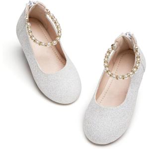 Kiderence Toddler Girls Dress Shoes Little Kids Mary Janes Ballet Flats Toddler(Ck924 White)