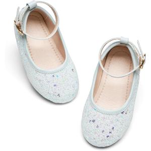 Kiderence Toddler Girls Dress Shoes Little Kids Mary Janes Ballet Flats Toddler(Ck928 Light Blue)