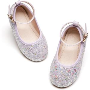 Kiderence Toddler Girls Dress Shoes Little Kids Mary Janes Ballet Flats Toddler(Ck928 Purple)