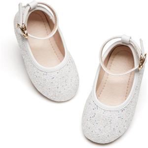 Kiderence Toddler Girls Dress Shoes Little Kids Mary Janes Ballet Flats Toddler(Ck928 White)