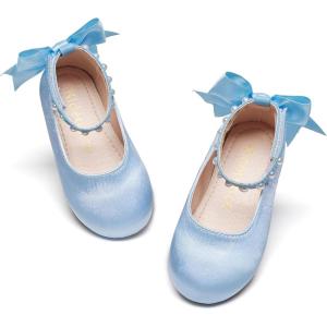 Kiderence Toddler Girls Dress Shoes Little Kids Mary Janes Ballet Flats Toddler(Ck943 Blue)