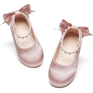 Kiderence Toddler Girls Dress Shoes Little Kids Mary Janes Ballet Flats Toddler(Ck943 Pink)