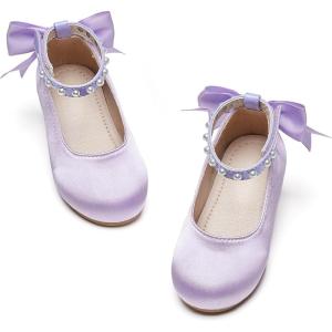Kiderence Toddler Girls Dress Shoes Little Kids Mary Janes Ballet Flats Toddler(Ck943 Purple)