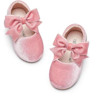Kiderence Toddler Girls Dress Shoes Little Kids Mary Janes Ballet Flats Toddler(F609 Pink)