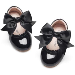 Kiderence Toddler Girls Dress Shoes Little Kids Mary Janes Ballet Flats Toddler(Fg04 Black)
