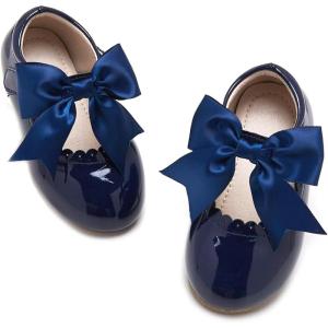 Kiderence Toddler Girls Dress Shoes Little Kids Mary Janes Ballet Flats Toddler(Fg04 Blue)