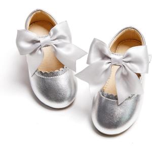 Kiderence Toddler Girls Dress Shoes Little Kids Mary Janes Ballet Flats Toddler(Fg04 Grey)