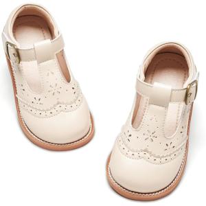 Kiderence Toddler Girls Mary Jane Dress Shoes Little Girls School Oxford Flats(C H02 – White)