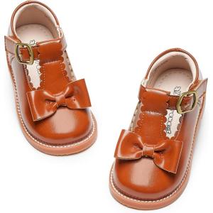 Kiderence Toddler Girls Mary Jane Dress Shoes Little Girls School Oxford Flats(Ck251 Brown)