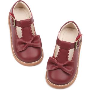 Kiderence Toddler Girls Mary Jane Dress Shoes Little Girls School Oxford Flats(Ck251 Claret)